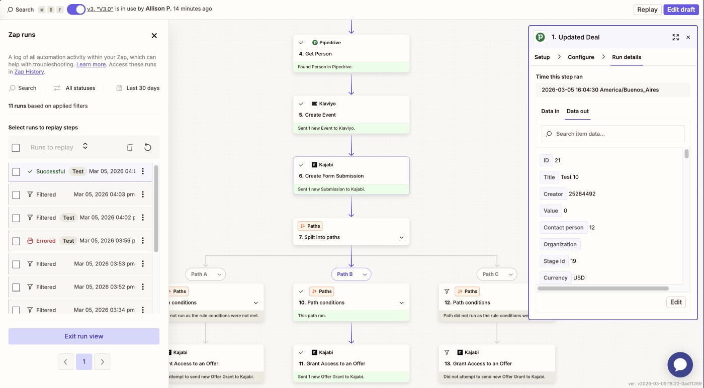 Screenshot de Zapier para Lucia N.03 Light